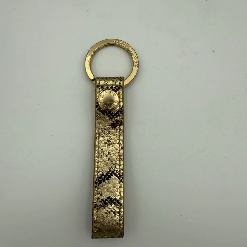 Marc Jacobs Snake Pattern Leather Gold Keyring Keychain Detachable‎ Clasp Strap